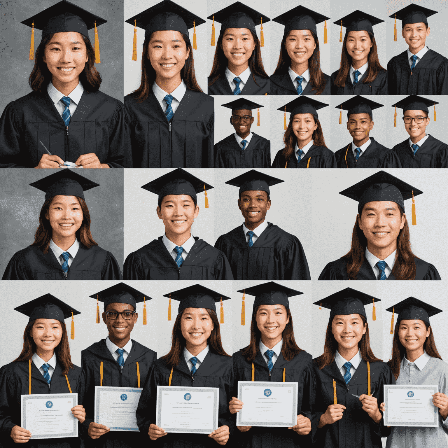 Collage de imágenes mostrando graduados de Cafuhei en sus nuevos trabajos en TI, celebrando sus logros